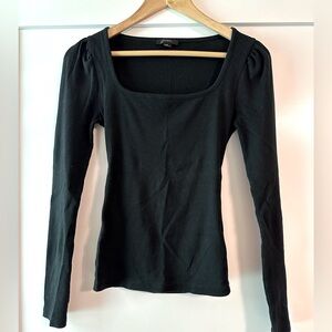 J. Crew ribbed stretch cotton, square neck long-sleeved T-shirt, size small.